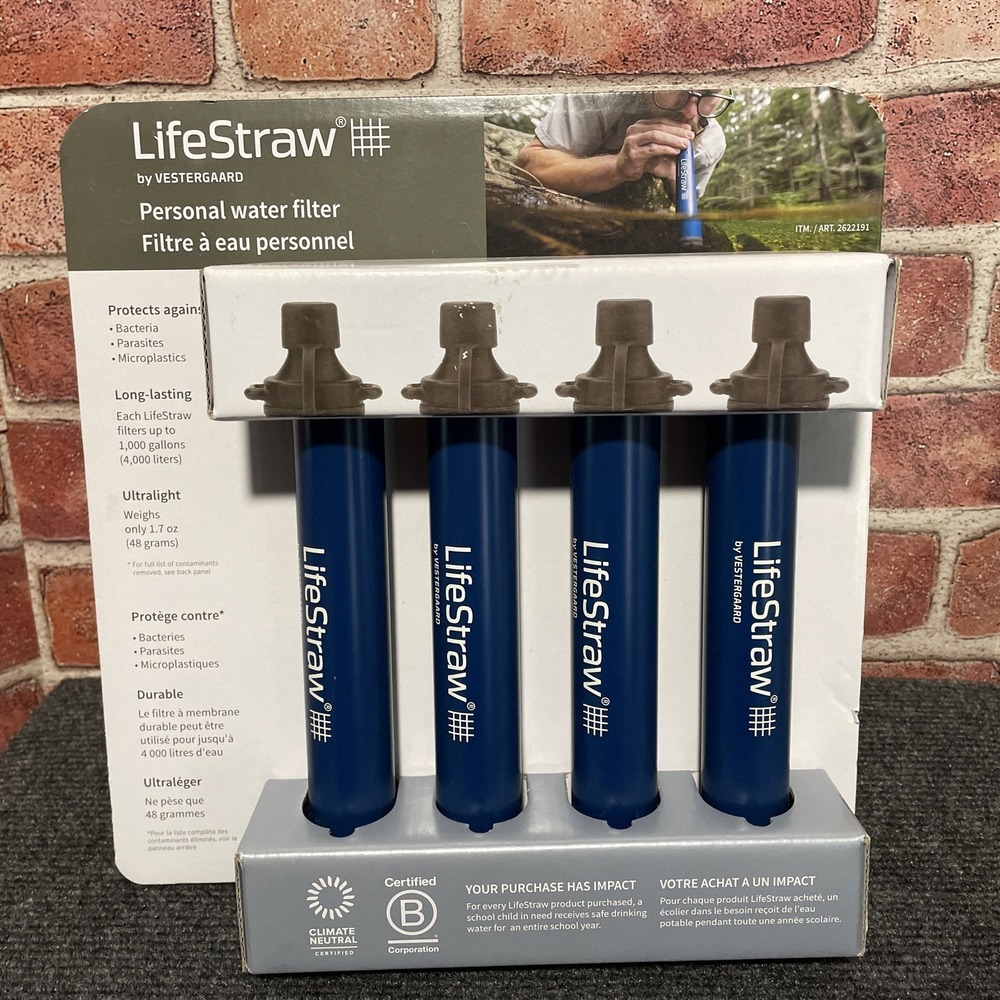 4 Pack LifeStraw Personal Water Filter Hiking Camping Travel Emergency